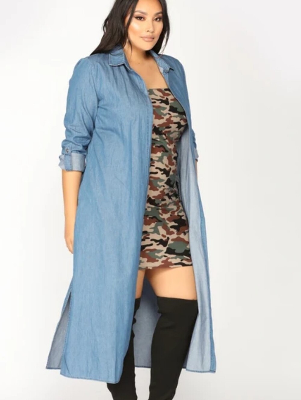 Denim Color Long Duster